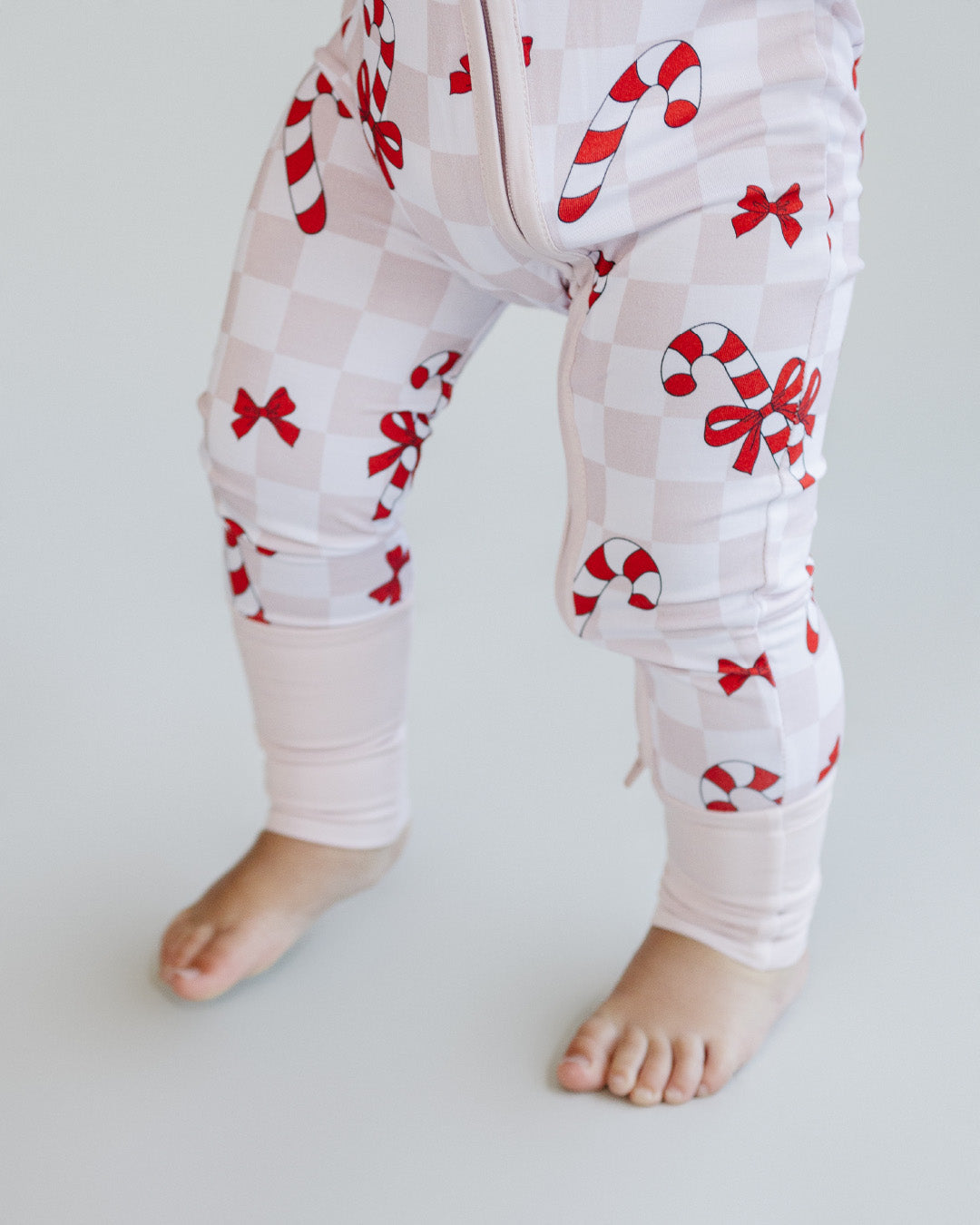 Bamboo Zip Romper | Bows & Candy Cane