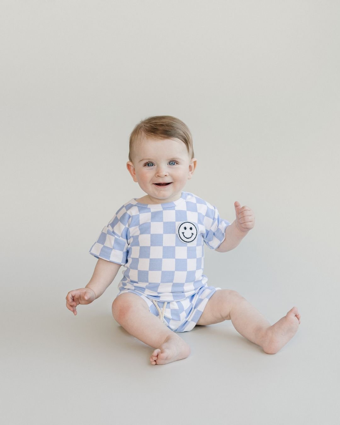 Checkered Shorts Set | Blue