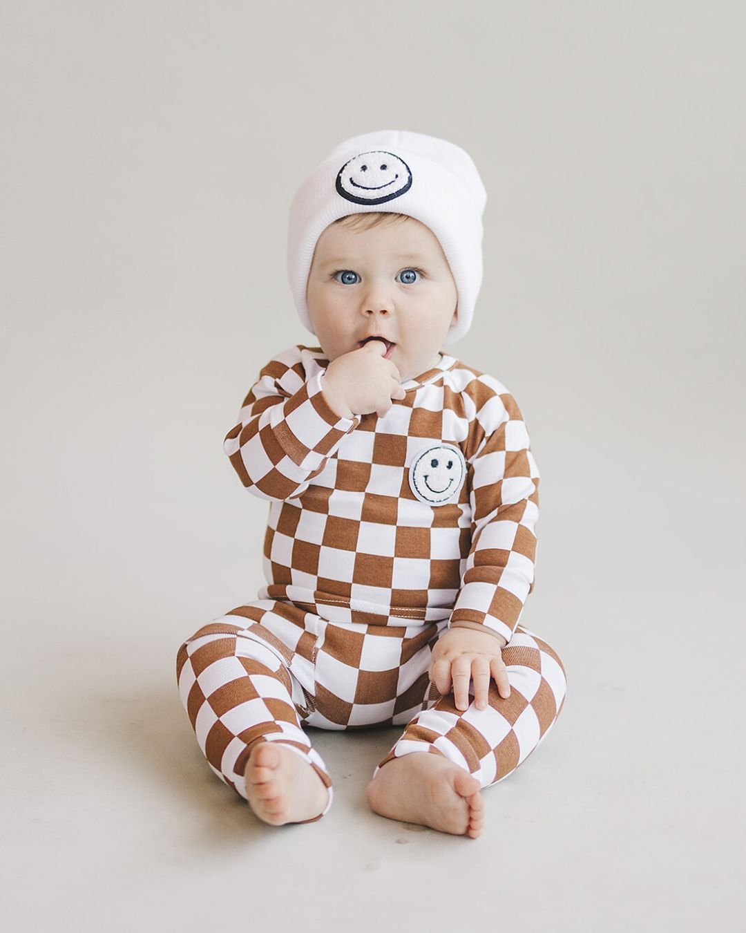 Checkered Smiley Lounge Set | Copper