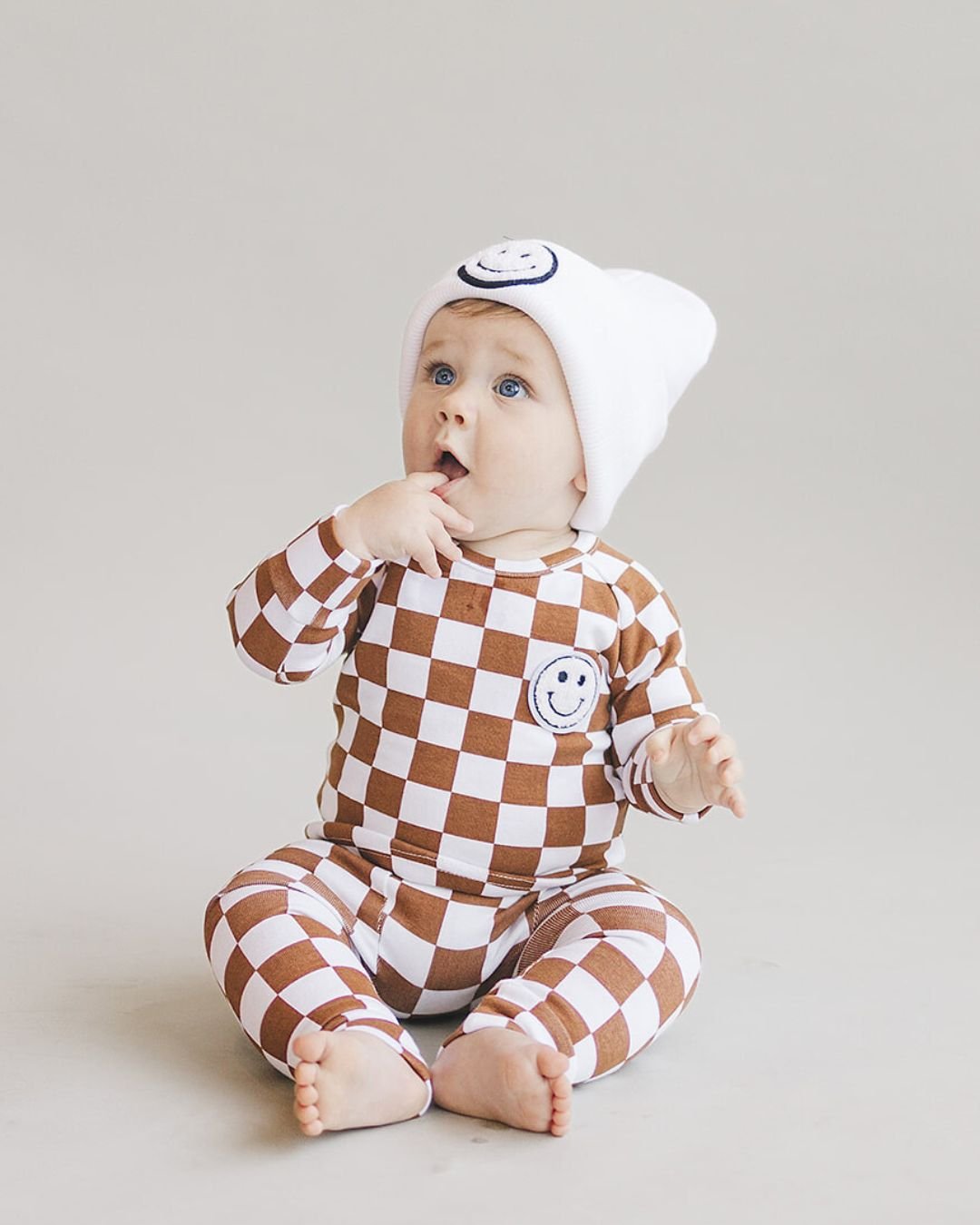 Checkered Smiley Lounge Set | Copper