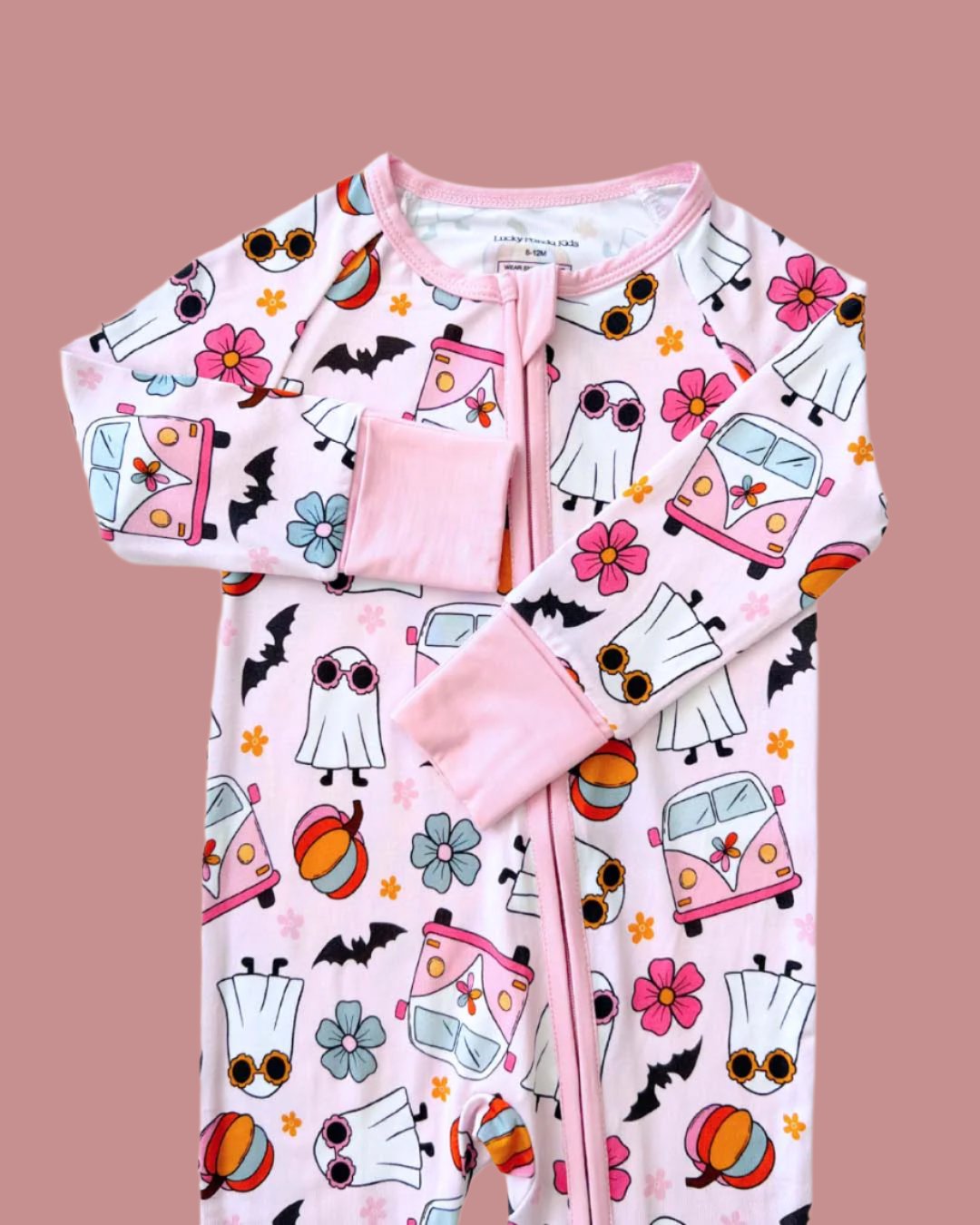 Bamboo Zip Romper | Retro Ghost