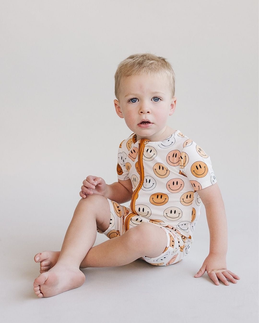 Smiley Bamboo Short Romper | Copper